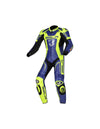 Bela X-Race High Performance Motorcycle Racing 1PC Leather Suit - Blue/ Fluro Yellow