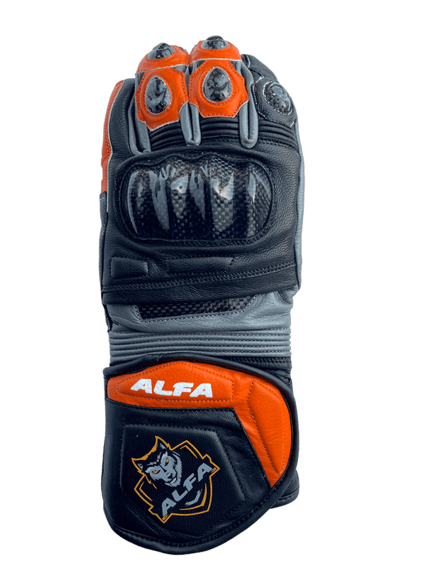 ALFA Vega Long Motorcycle Racing Gloves - Black/Orange