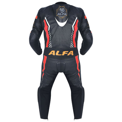 ALFA Vega Kids Motorcycle Racing Leather Suit (Black/Red)