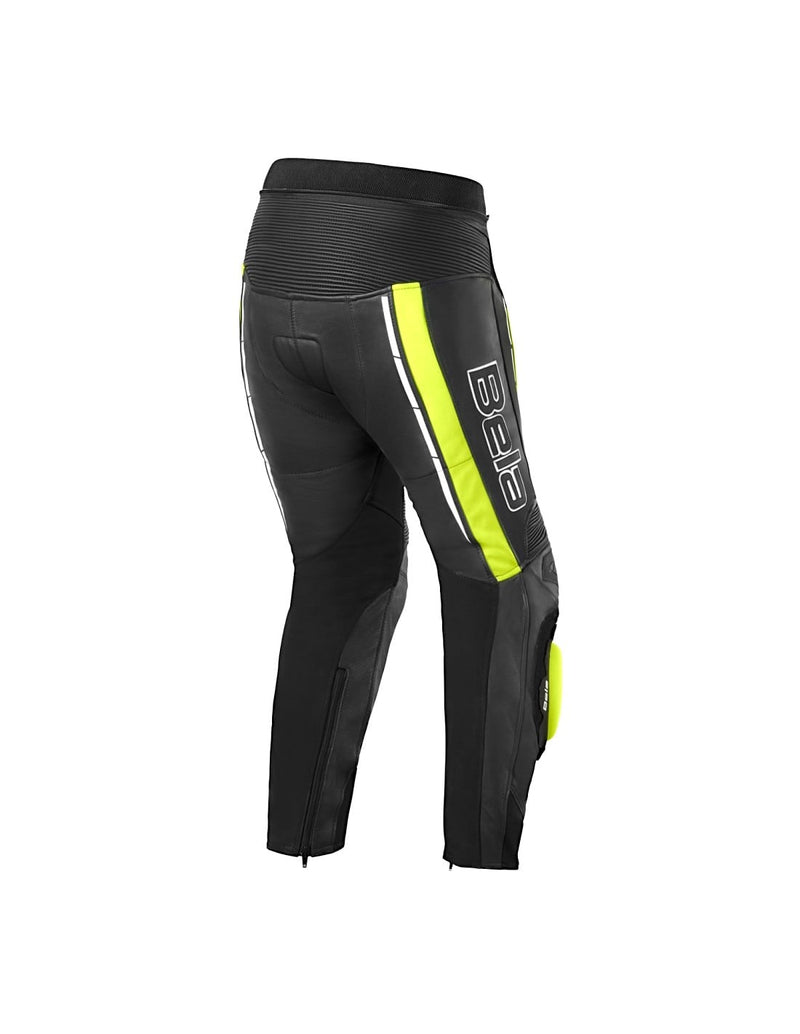 BELA ROCKET Damen Motorrad Lederhose aus Rind- und Känguruleder Mix für 2-Teiler Lederkombi - Schwarz / Fluro Gelb