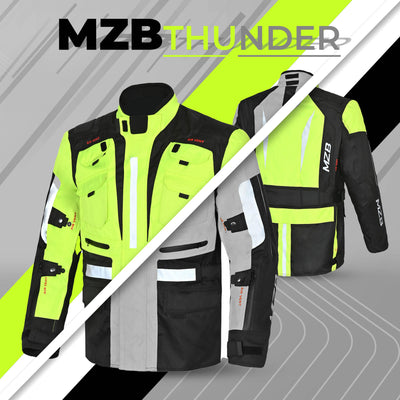 MZB Thunder Damen Motorrad-Tourenjacke für alle Jahreszeiten, wasserdicht - Schwarz/Grau