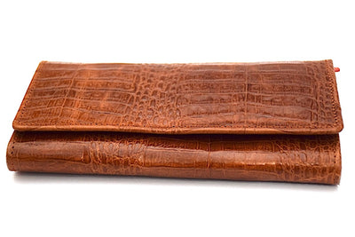 Croc Style Leather Clutch - Brown - DublinLeather