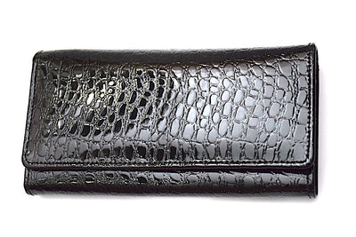 Croc Style Leather Clutch - Black - DublinLeather